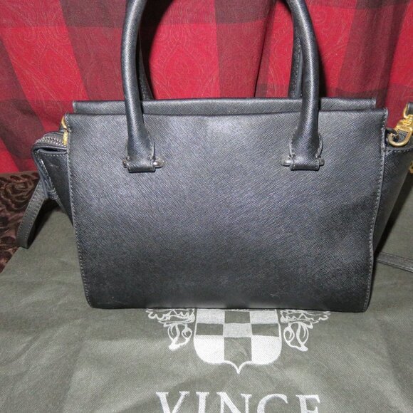 Vince Camuto Black Italian Leather Tote Handbag Crossbody w/ orig charm & tassel - Picture 2 of 15